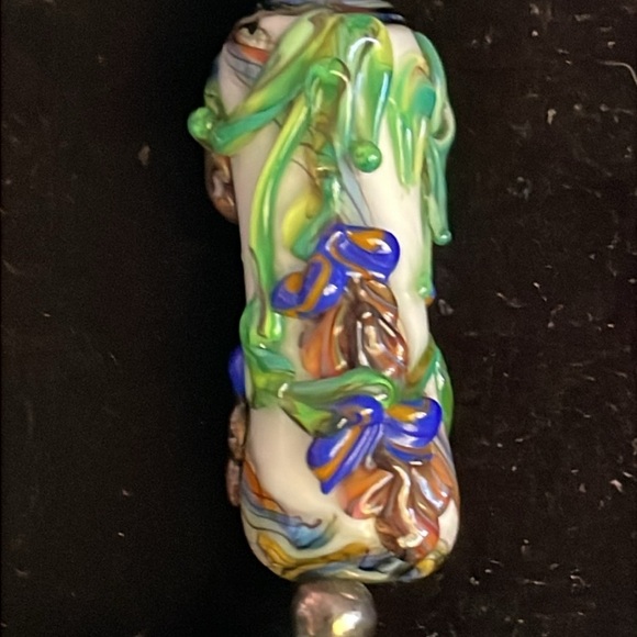 Vintage lamp work long beads and sterling silver braclet - Picture 3 of 5